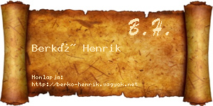 Berkó Henrik névjegykártya